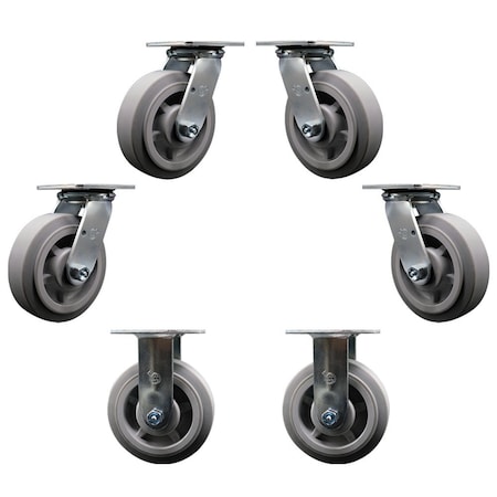 Service Caster Replacement Caster Set for Magliner U-Boats, 6PK MAG-SCC-30CS620-TPRRF-4-R-2